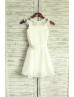 Ivory Chiffon Lace Trimmed Vintage Flower Girl Dress